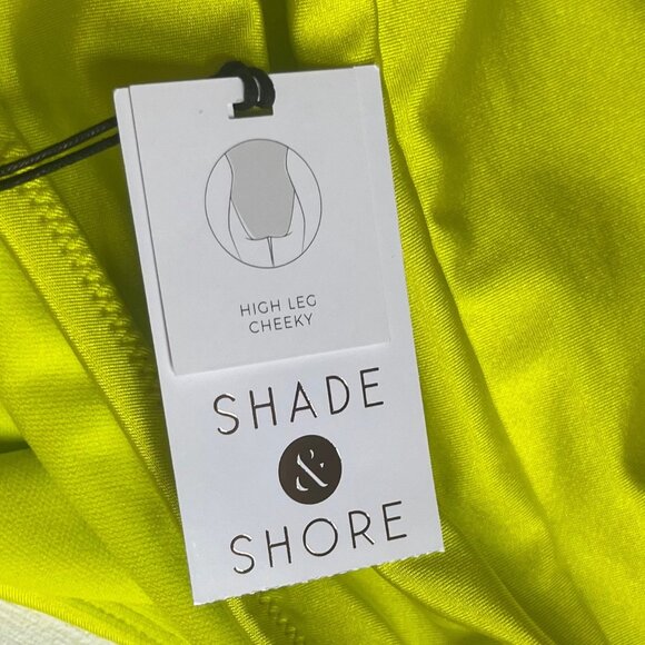 Shade & Shore High Leg Cheeky One-Piece Swimsuit Lime Green Size Large New - Picture 10 of 12